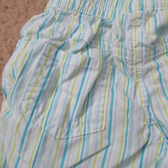 Miniwear Pull On Pants Infant Girls Size 6-9M Green Blue Striped Elastic - Picture 5 of 5